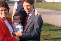 Dan and Peggy with Steve and Dave Arnold, April 1987.