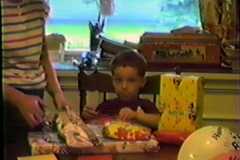 Celebrating Dave's 4th birthday, September 1987.