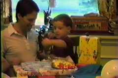 Celebrating Dave's 4th birthday, September 1987.