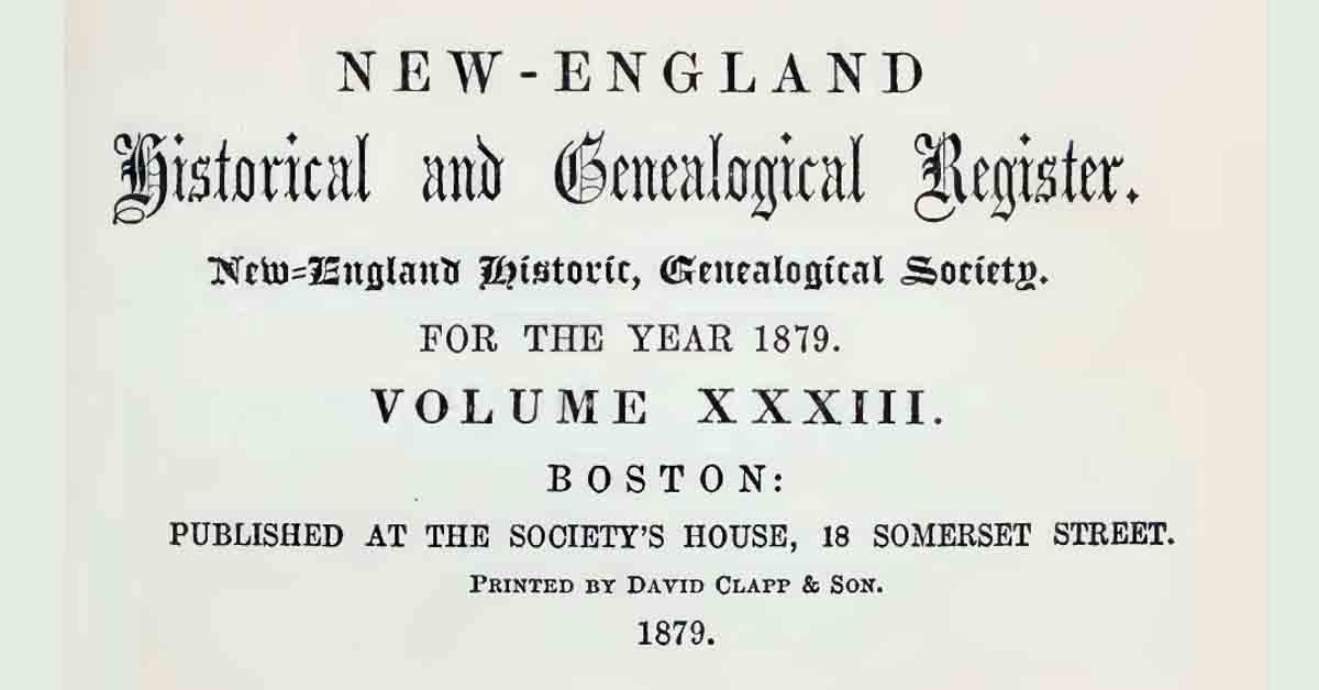 New England Historical and Genealogical Register Vol-33 Book Published