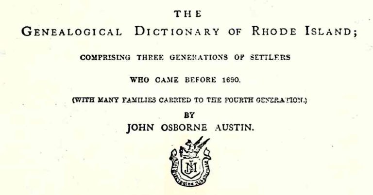 Genealogical Dictionary of Rhode Island Book Published