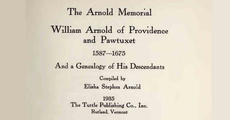 Arnold Memorial – William Arnold Book Published