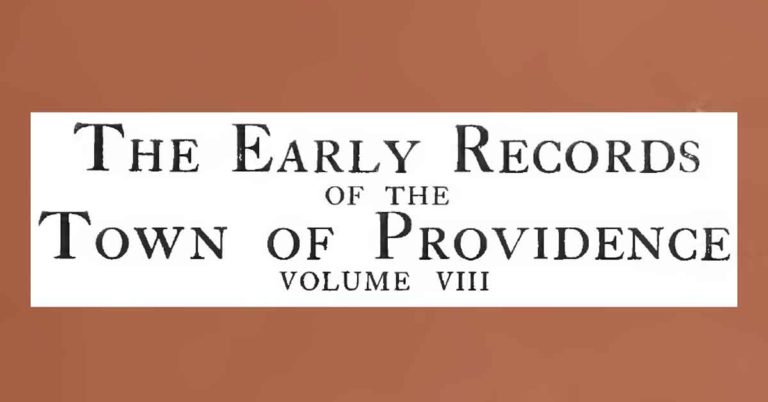 The Early Records of the Town of Providence Vol 08 Book Published